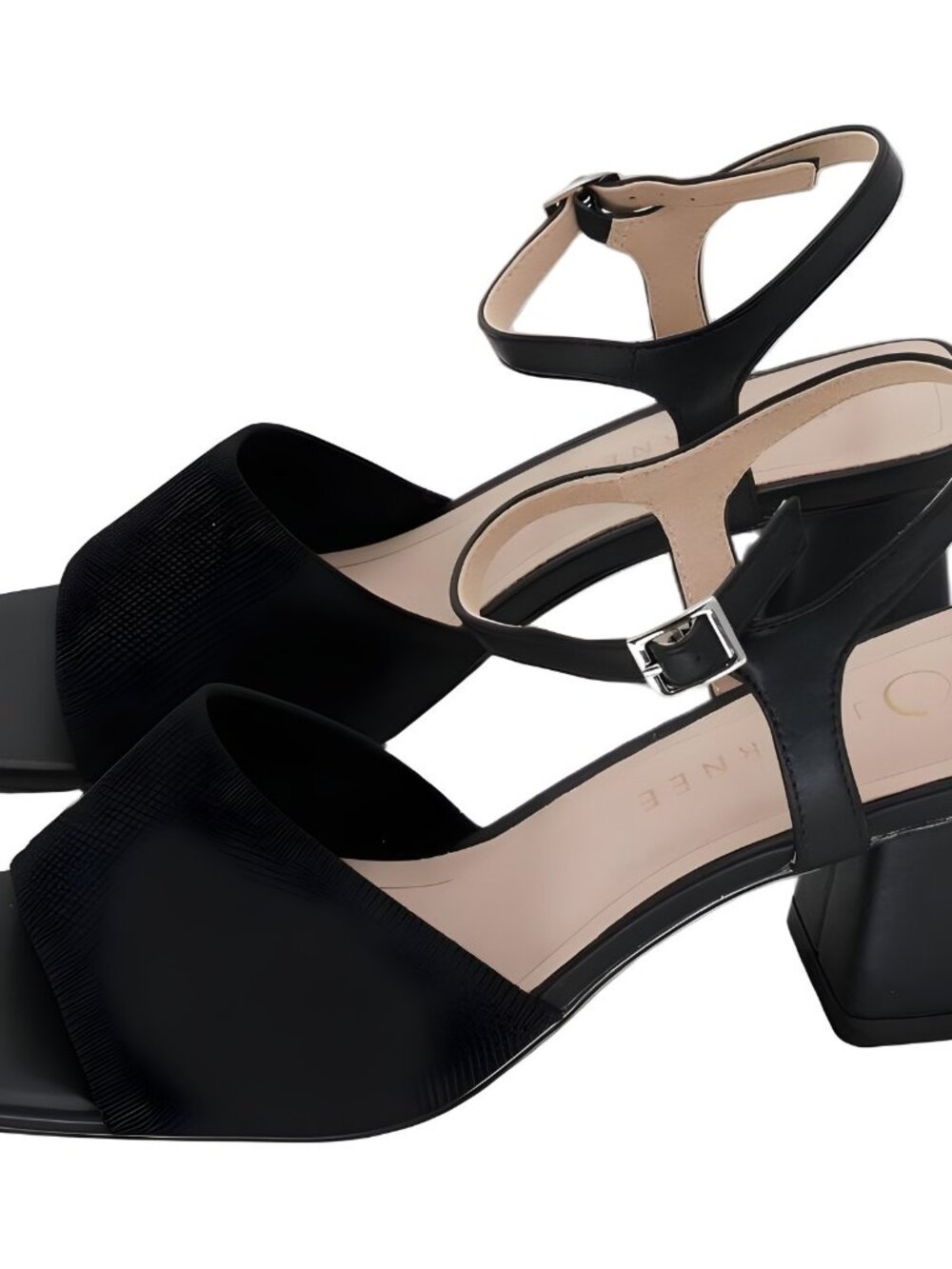 Journee Collection Evylinn Open Toe Block Heel Sandal Black US 8W EU 38.5 - Picture 2 of 6